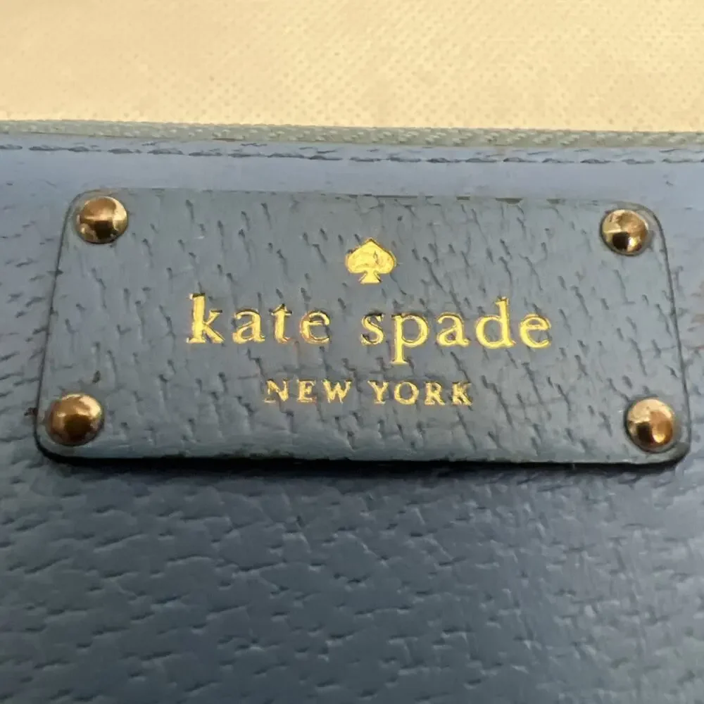 Kate Spade Blue Leather Zip Around Wallet